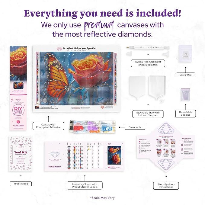 DIAMOND ART CLUB Glowing Monarch Diamond Art Kits for Adults