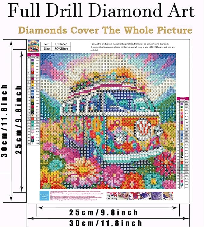 mrpwnle Diamond Art Kits for Adults, Bus Diamond Painting Kits 12x12 inch