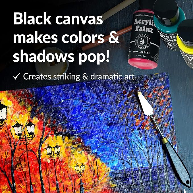 Black Canvas Panels for Painting, 20 Pack, 5x7 Inch Gesso-Primed Boards for Oil, Acrylic & Watercolor, Blank Art Canvas for Artists