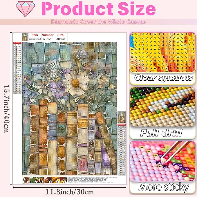 DAZZLEDOTS Diamond Art Kits, Vintage Book Wildflower Diamond Painting