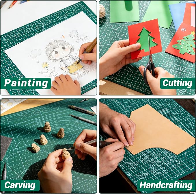 5Pack A3 Self Healing Cutting Mats,12" x 18" Double Sided PVC Craft Pads with Grid & Geometric Templates for Sewing,Scrapbooking,DIY Projects