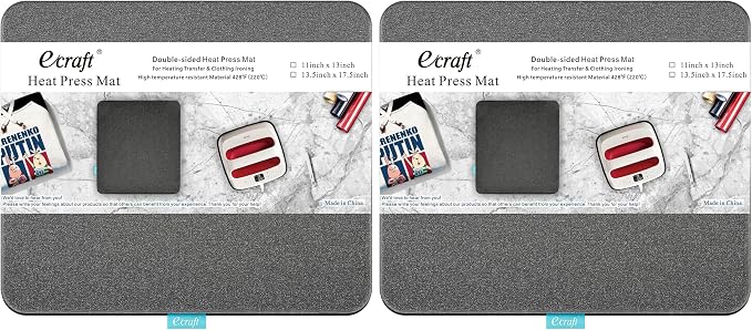 Heat Press Mat for Cricut Easypress: Ecraft (11 x 13 inch) Double-Sided Heating Ironing Mats for Craft Insulation Transfer HTV VinylHeat Press Machine,T Shirts (Pack of 2)