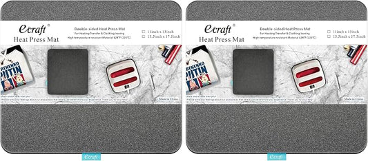 Heat Press Mat for Cricut Easypress: Ecraft (11 x 13 inch) Double-Sided Heating Ironing Mats for Craft Insulation Transfer HTV VinylHeat Press Machine,T Shirts (Pack of 2)