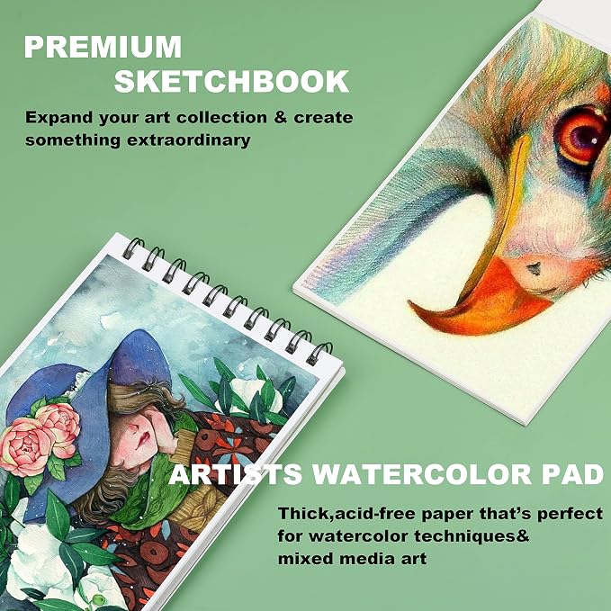 KALOUR 76 Drawing Sketching Kit Set - Pro Art Supplies with Sketchbook & Watercolor Paper - Include Tutorial,Pastel,Watercolor,Sketch,Colored,Metallic,Charcoal Pencils - for Artists Beginners Adults