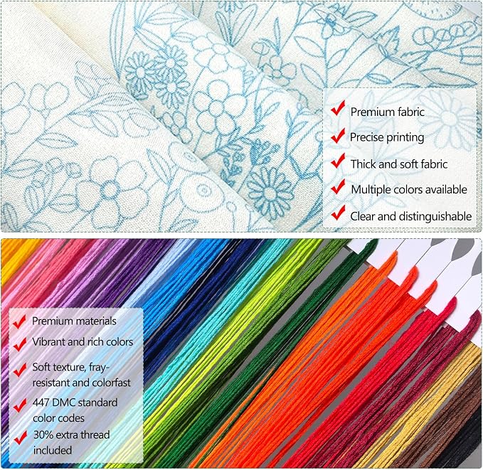 Zhenqing Book Lover Embroidery Kit for Beginners, Coffee & Books Needlework Craft with Pre-Printed Cotton Fabric, Hoop, Threads & Tools, Reading Nook Decor (C0073)