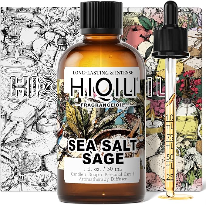 HIQILI Sea Salt Sage Fragrance Oil for Diffuser Use, DIY Perfume - 1 Fl Oz