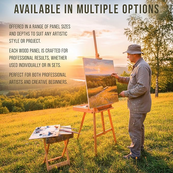U.S. Art Supply 5" x 7" Unfinished Cradled Wood Panels for Painting