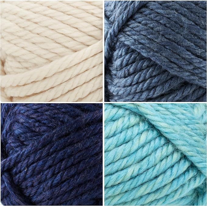 Lion Brand Yarn, Hometown Super Bulky Yarn, Coastal Calm Pack, 12 Skeins