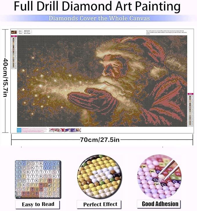 Meothan 5D Large Christmas Diamond Art Kits for Adults (27.6x15.8inch) | Santa Claus Diamond Painting Kit for Adults, Full Drill Diamond Gem Art Dots Paintings kits for Home Wall Decor Gift(70x40cm)