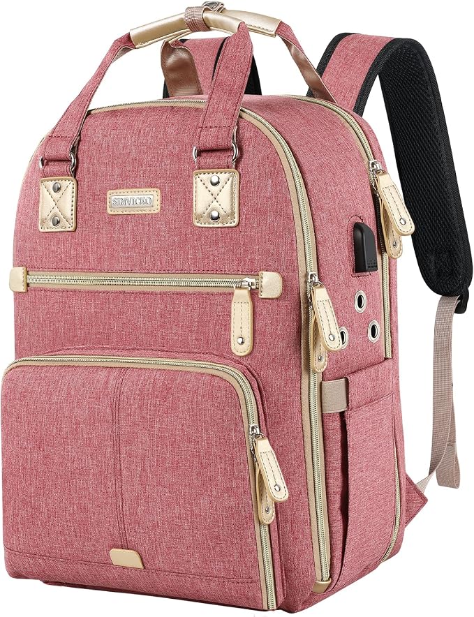SINVICKO Crochet Bag, Knitting Bag Backpack and Totes Organizer with USB Charging Port, Large Yarn Storage Tote Bag