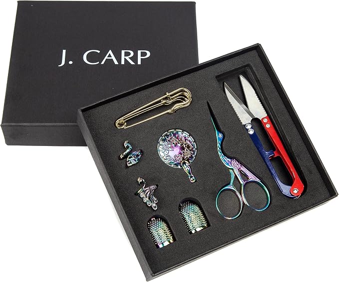 Embroidery Scissors Kit, 11 in 1 Portable Sewing Tool Set with Case, Supplies for Lovers, Home, Travelers, Adults, Beginners