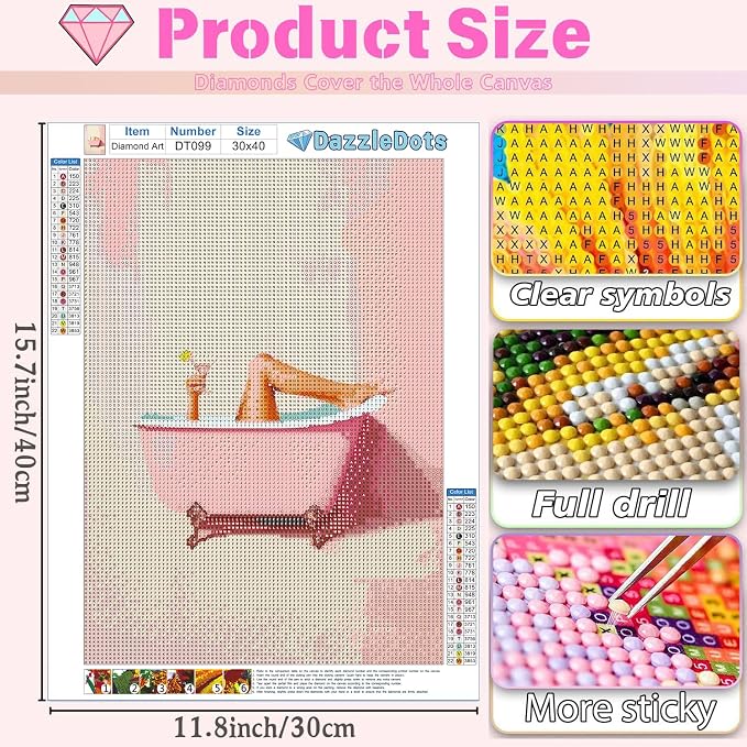 DAZZLEDOTS Diamond Art Kits, Funny Pink Bathroom Diamond Painting