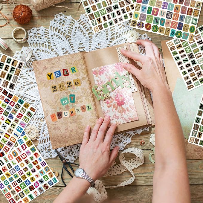 1920pcs Scrapbook Letter Stickers Ransom Alphabet Junk Journal Supplies