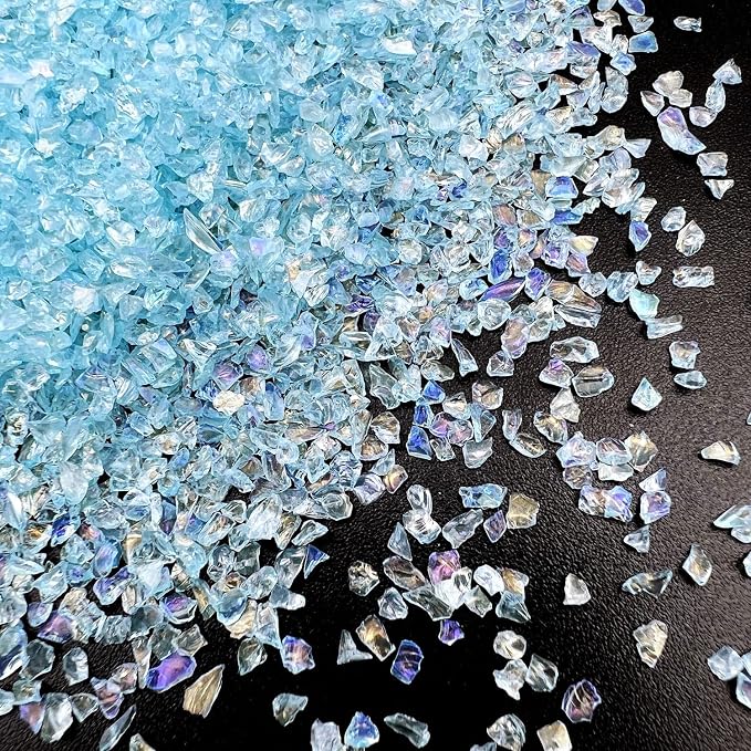 12 Box Transparent Crushed Glass Craft Glitter for Resin Art,Small Broken Glass Pieces Irregular Metallic Crystal Chips Chunky Flakes Sequins for Nail Arts DIY Vase Filler Epoxy Jewelry Making