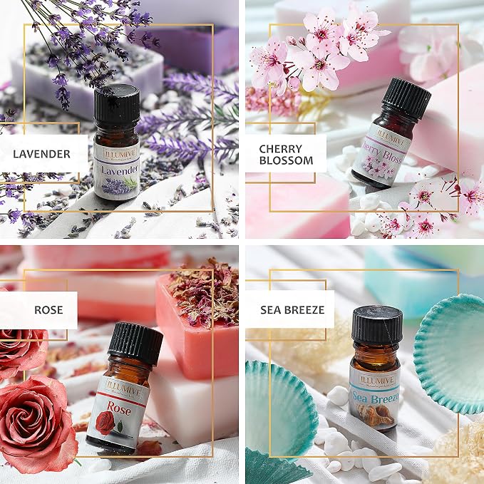 Illumive Soap Making Kit - Glycerin & Shea Butter Soap Base, Soap Molds, Dried Flowers, Fragrances, Dye - DIY Craft Kit for Adults & Kids