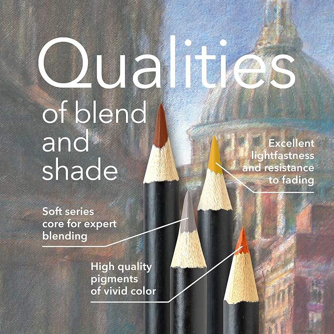 Castle Art Supplies - Urban Sketching 24 Colored Pencil Set in Tin Box, Premium Quality, Smooth Pigmented Cores, Perfect for Cityscape Art