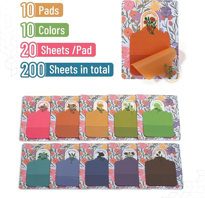Mr. Pen- Plastic Transparent Bible Sticky Notes, 10 Pads, 200 Sheets
