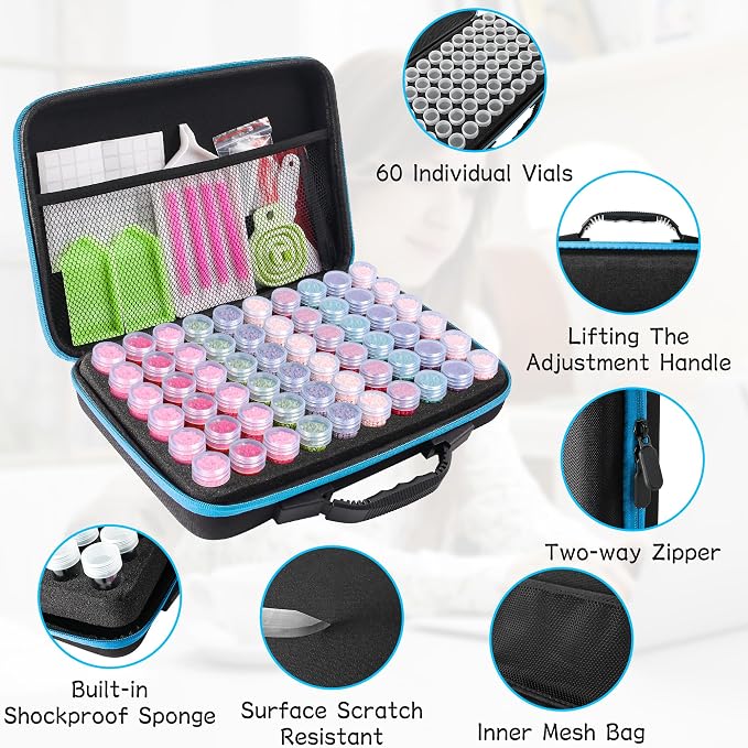 MERATIA Diamond Art Storage Organizer, 60 Jars with Accessories