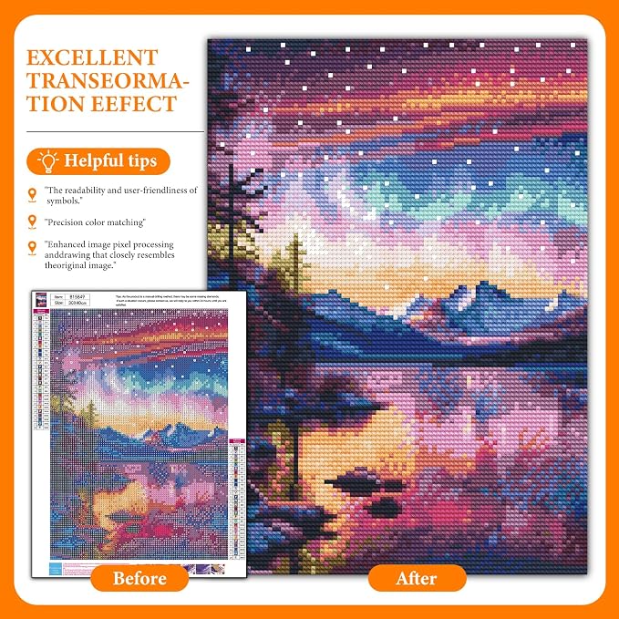 Diamond Art Kits for Adults, Aurora DIY 5D Diamond Painting for Beginners | 12x16 Inch, Full Drill Round Dots, Fantastic Landscapes Gem Art Craft Kits, Home Decor, Stress Relief Relaxing Hobby Gift