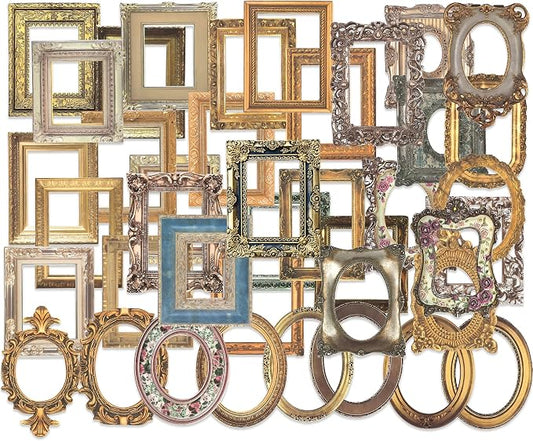 80 Pcs Vintage Baroque Frame Stickers for Scrapbooking, Aesthetic Antique Picture Frame Decorative Stickers, Self-Adhesive Junk Journal Supplies & Scrapbook Embellishments for Bullet Journal, Crafts