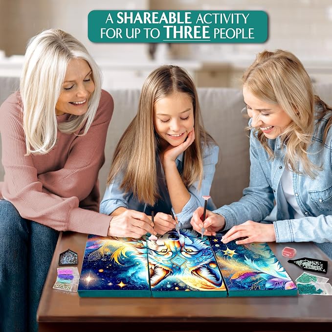 ArtSkills Diamond Painting Kit Framed Canvas Diamond Art - Wolf