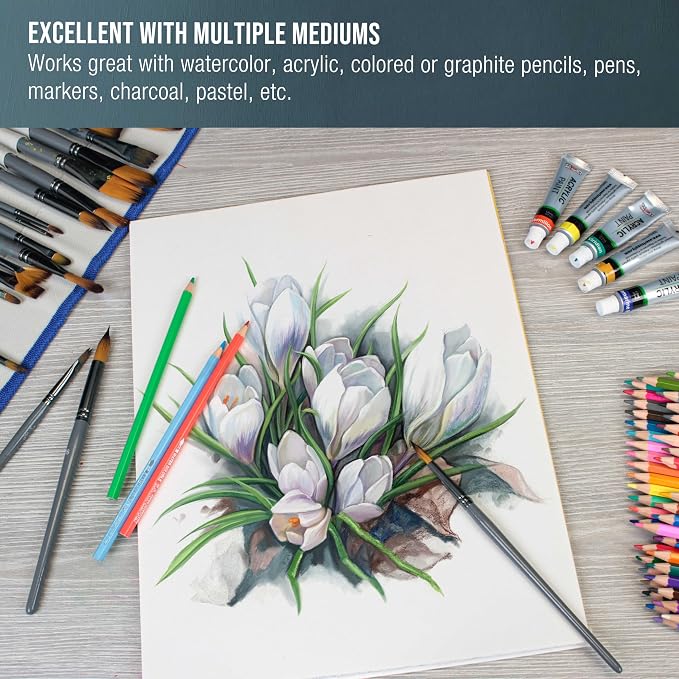 U.S. Art Supply 12" x 16" Premium Heavyweight Watercolor Paper Pad, 2-Pack
