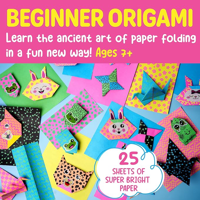 Creativity for Kids Neon Origami Mini Kit, 25 Papers (Ages 7+)