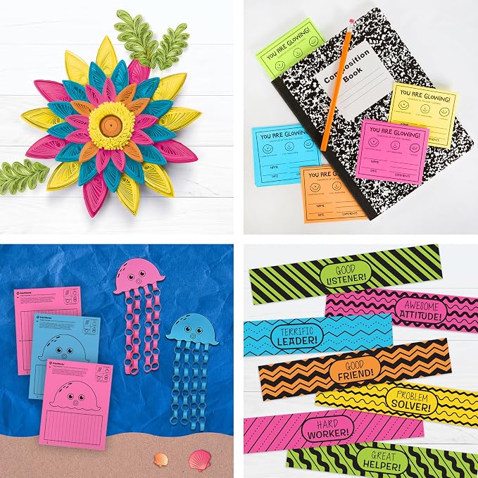 Printworks Neon Colored Paper, 24 lb, 5 Assorted Florescent Colors, FSC Certified, 100 Sheets, 8.5 x 11 Inch (00579), Single