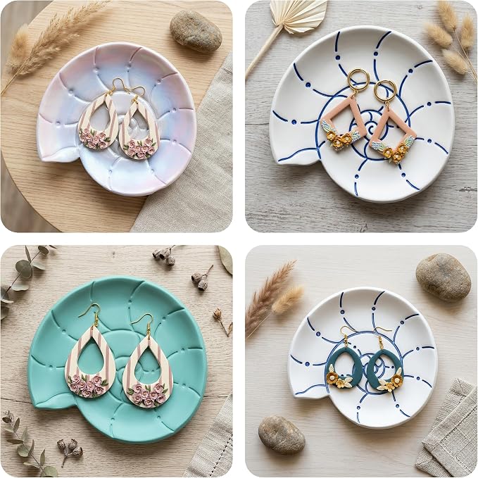 Trinket Cutter Set for Polymer Clay Display & Jewelry Styling – Fish, Shell & Spiral Shell Shapes | Shellfish-TRI