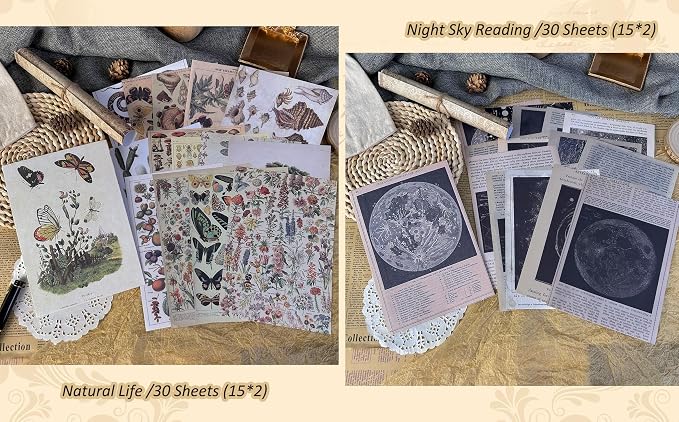 180 Sheets Scrapbook Paper, Large Vintage Junk Journal Decoupage Scrapbooking Bullet Journaling Supplies, Room Wall Decor Posters Ephemera Card Making Collage Crafts Paper Packs(5.5*7.87 Inch)
