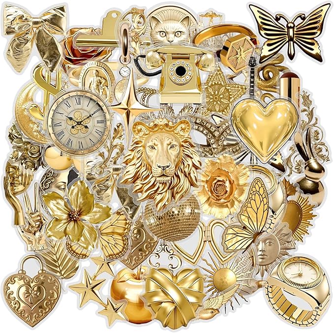 50PCS Retro Metal Stickers for Scrapbooking Journaling Junk Journal Scrapbook Supplies - Self-Adhesive Scrapbooking Stickers Supplies Journal Stuffers for Adult Card Making Letters DIY (Retro Metal)