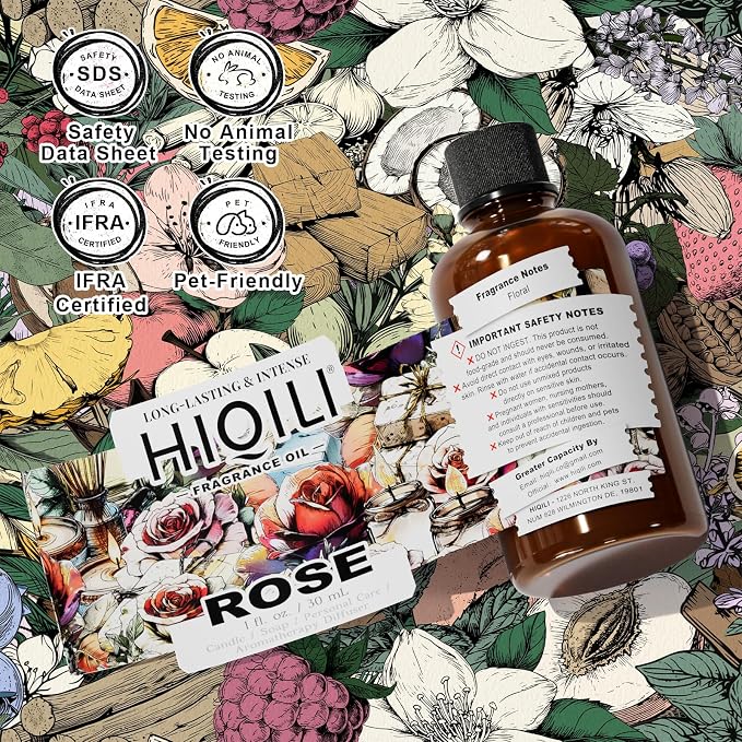 HIQILI Rose Fragrance Oil for Perfume Making, DIY Skin Product - 1 Fl Oz
