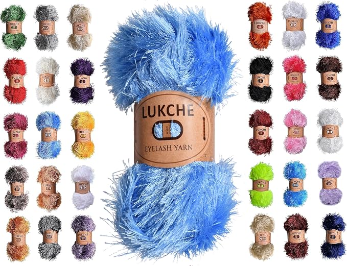 Eyelash Fun Fur Yarn Premium 100% Polyester 164 Yds (150 Mt), 3.53 Oz (100 Gr) Colorful Crochet Yarn Dıy Hand Knitting. (Blue, 1 Skein)