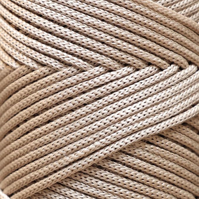 Makromecity, Premium Polyester Macrame Cord 3mm x 131 Yards (394 feet) 3mm Polypropylene Latte Macrame Cord Crochet Macrame Bag Cord Crafts for Wall Hangings, Bags, Underplate, Rug…