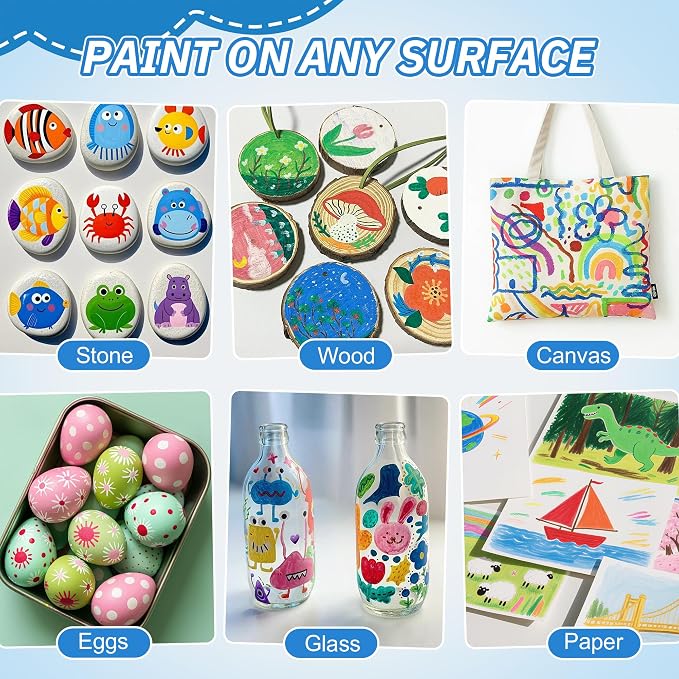 Guangna Acrylic Paint Markers Brush Tip, 60 Vivid Colors with Direct-Liquid Ink Control System, Professional-Grade Paint Pen for Rock Painting, Canvas, Glass, Plastic, Fabric & Creative Crafts