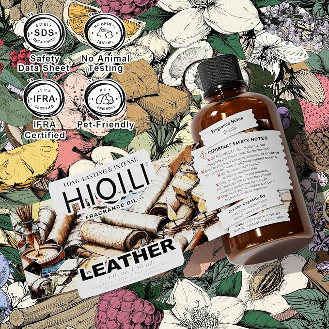 HIQILI Leather Fragrance Oil, Men's Scent for Car Air Freshener - 30ML