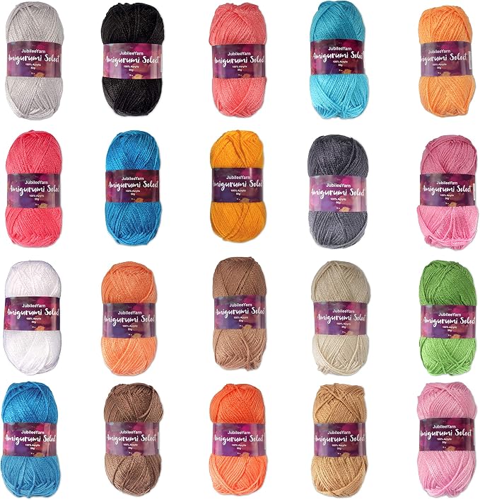 JubileeYarn Amigurumi Select Yarn - DK Acrylic - Variety Pack - 12 Skeins