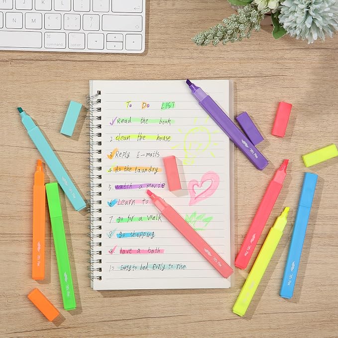 Mr. Pen- Aesthetic Highlighters No Bleed, 8 Pack, Assorted Colors | Chisel Tip, Cute Highlighters Assorted Colors for Journaling, Highlighting, Underlining, Fast Dry, Back to School Supplies