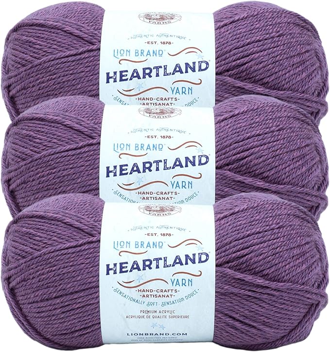 Lion Brand Yarn, Heartland Crochet Yarn, Kobuk Valley, Purple, 3 Pack
