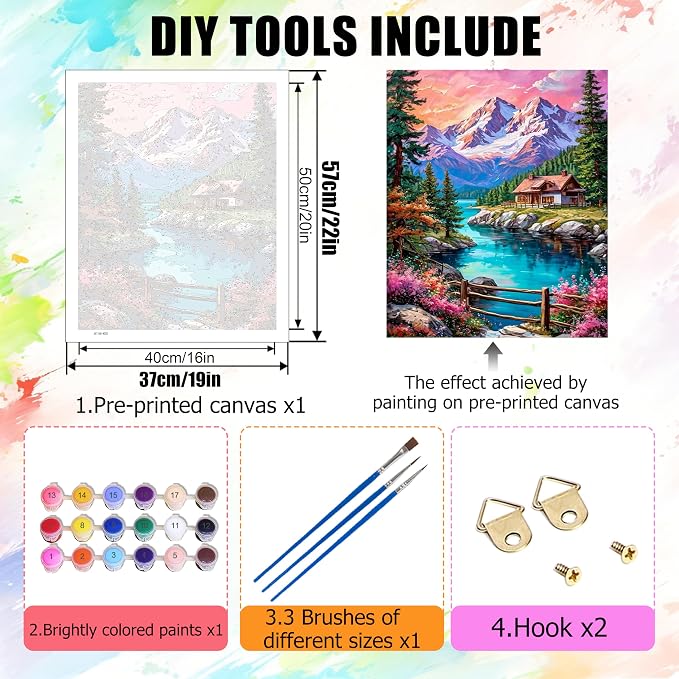 Yunruily Paint by Numbers for Adults - Adult Paint by Numbers,Landscape Painting by Numbers for Adults for Home Wall Decor and Birthday Gifts 16x20inch