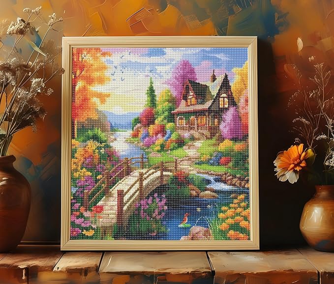 5D Diamond Painting Kits for Adults,The Rural Scenery Diamond Art Kits | 5D Paint by Diamonds,Full Drill Round Diamond Dot Gem Art Painting, for Home Wall Art Decor,13.78 X 13.78 inch