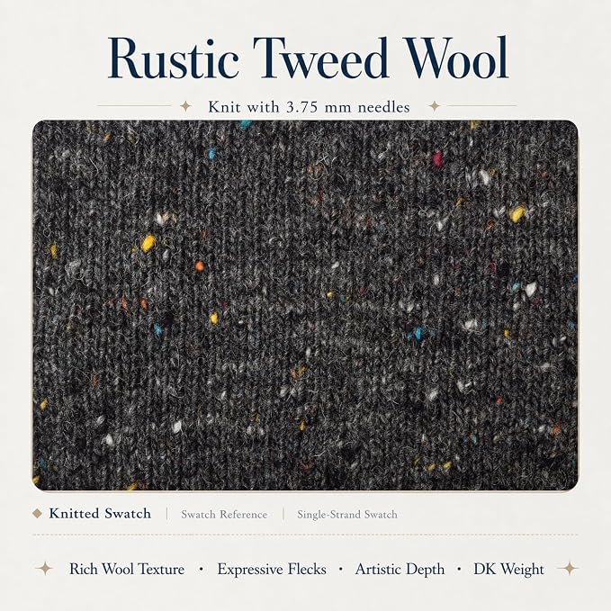 Rustic Tweed Wool Yarn, 1oo% Australian Wool, DK, 4 Skeins 200g/656yds (3137 Charcoal Rainbow Fleck), Natural Wool Feel | Colorful Flecks | Classic Yet Modern Style