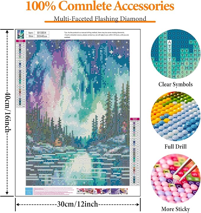 Diamond Art Kits for Adults, Aurora DIY 5D Diamond Painting for Beginners | 12x16 Inch, Full Drill Round Dots, Fantastic Landscapes Gem Art Craft Kits, Home Decor, Stress Relief Relaxing Hobby Gift