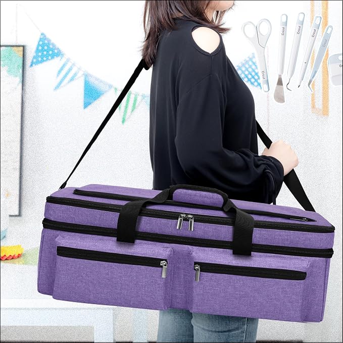 LUXJA Double-layer Bag for Cricut Explore Air (Air2) and Maker, Purple