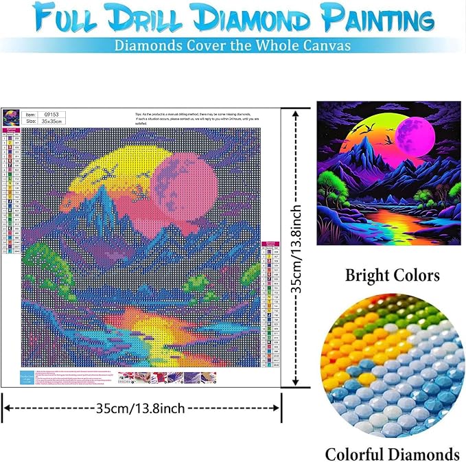 bleihum Diamond Art Kits for Adults Mountain Gem Art 13.8x13.8inch