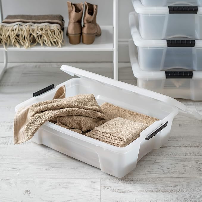 IRIS USA 6-Pack 27 Quart Storage Bins with Lids, Pearl