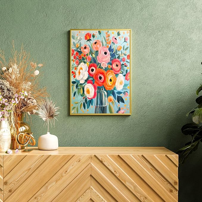 YarnMate Flowers in Vase Paint by Numbers Kit for Adults - Paint by Number on Canvas Without Frame, DIY Acrylic Painting for Gift Home Wall Decor (16x20 Inch)