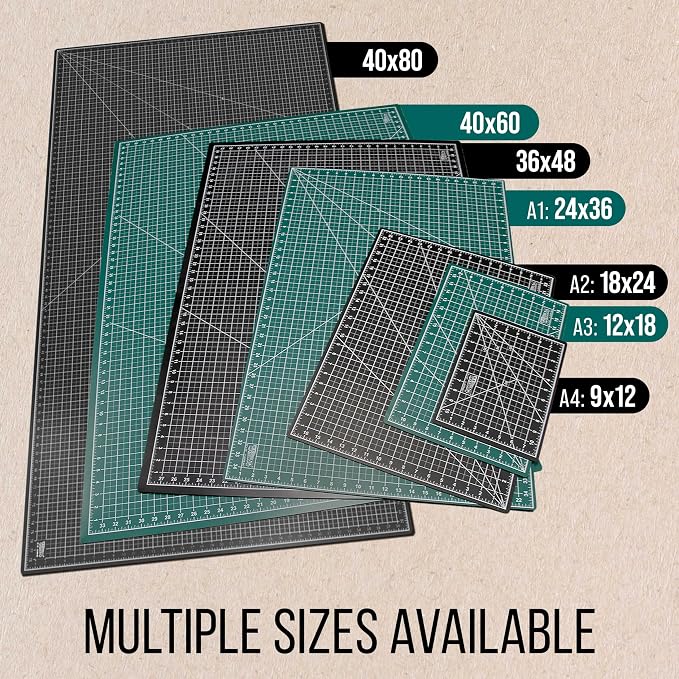 U.S. Art Supply 9"x12" Self-Healing Cutting Mat 5-Ply Green/Black | Double-Sided Green/Black Craft Mat, Non-Slip Cutting Mats for Crafts, Sewing, Quilting, Scrapbooking