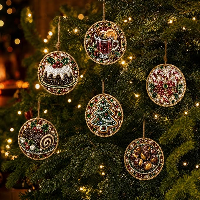 6PCS Christmas Wooden Ornaments DIY Pearl Diamond Painting Kit 04