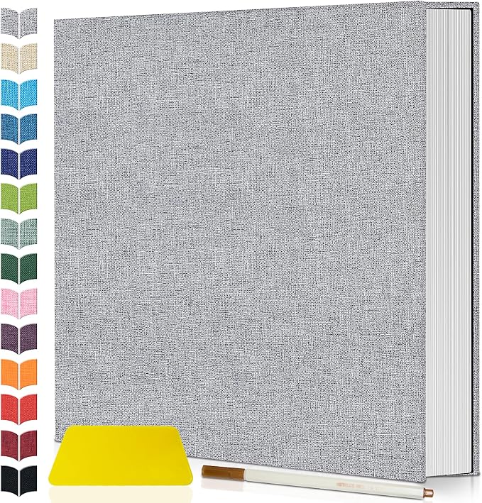 Artfeel Photo Album Self Adhesive Scrapbook,60 Pages Large Photo Book for 4x6,5x7,8x10 Pictures,DIY Album for Baby Wedding Family Travel Birthday,with Metallic Pen and Scraper